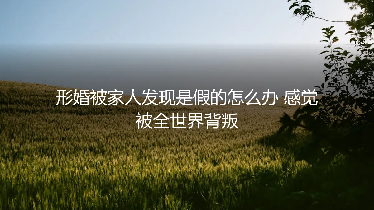 形婚被家人识破：当“全世界”的善意变成背叛感，如何重建生活？