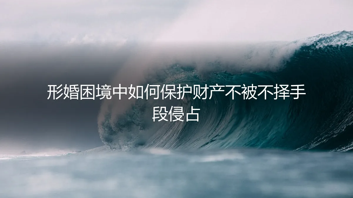 形婚困境中如何保护财产不被不择手段侵占：一份详尽的策略指南