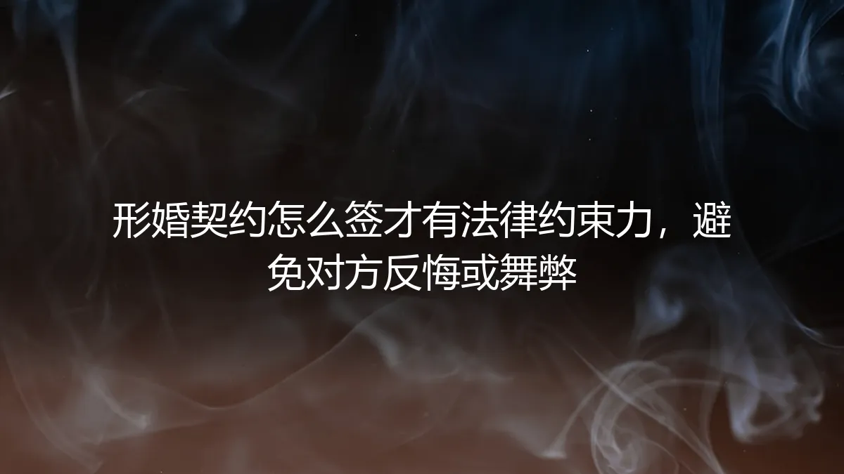 形婚契约怎么签才有法律约束力？保姆级实操指南，避免反悔与舞弊