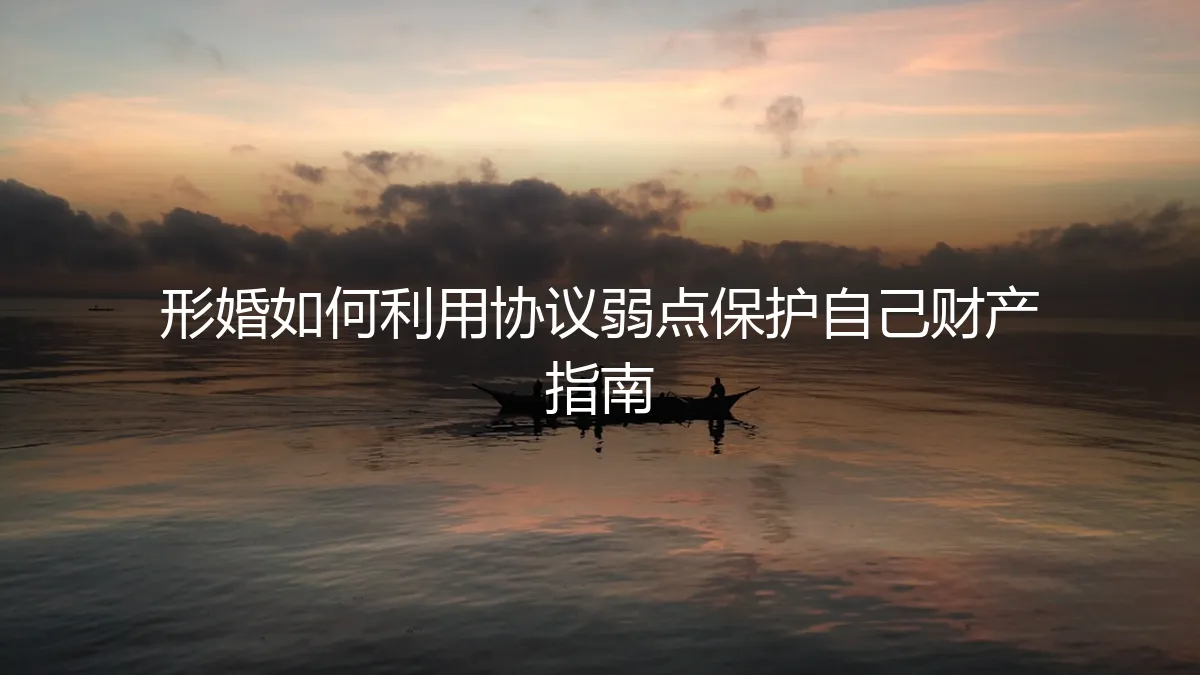 形婚财产保护指南：如何利用协议弱点与法律盲区守护个人资产