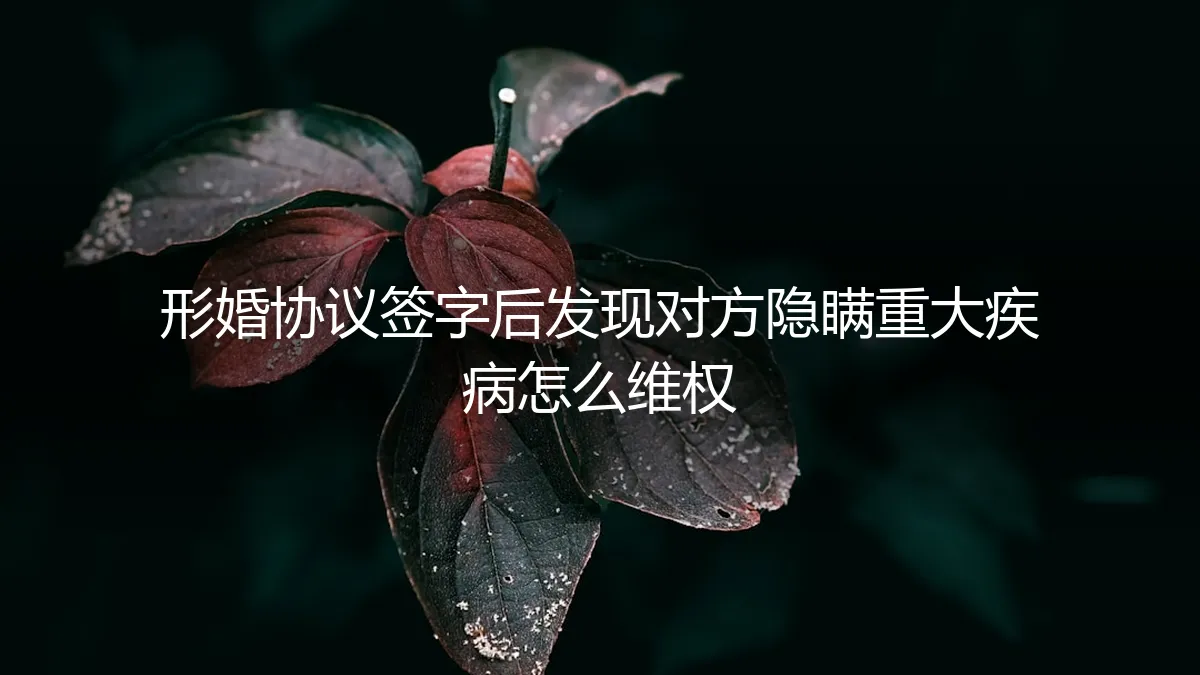 形婚协议签字后，发现对方隐瞒重大疾病如何依法维权？