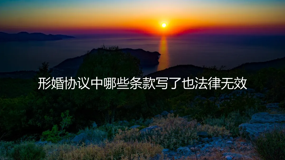形婚避坑指南：这些“协议条款”写了也白写，法律上根本无效