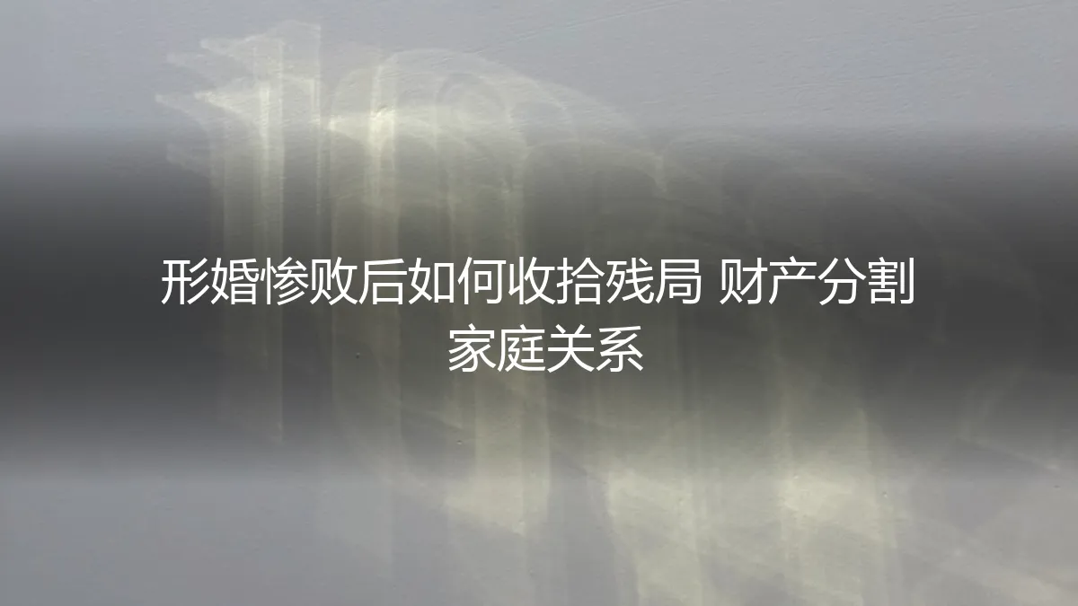 形婚惨败后如何收拾残局：财产分割与家庭关系的深度修复指南