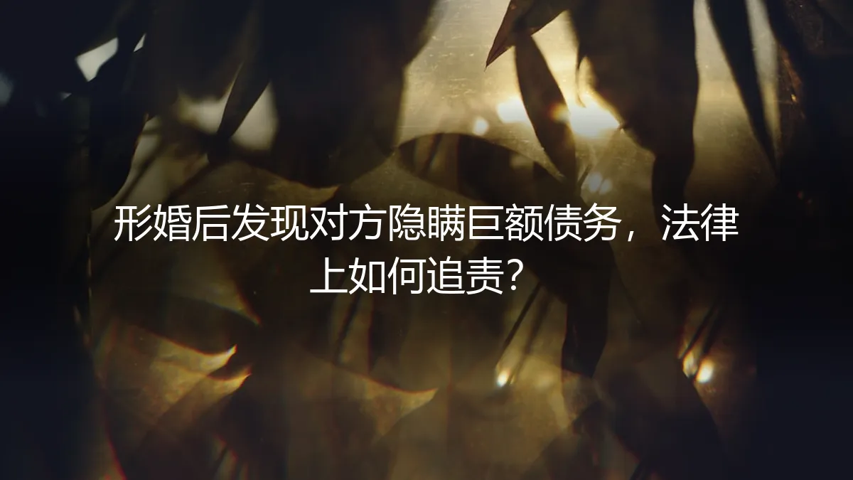 形婚后发现对方隐瞒巨额债务，法律上如何追责？