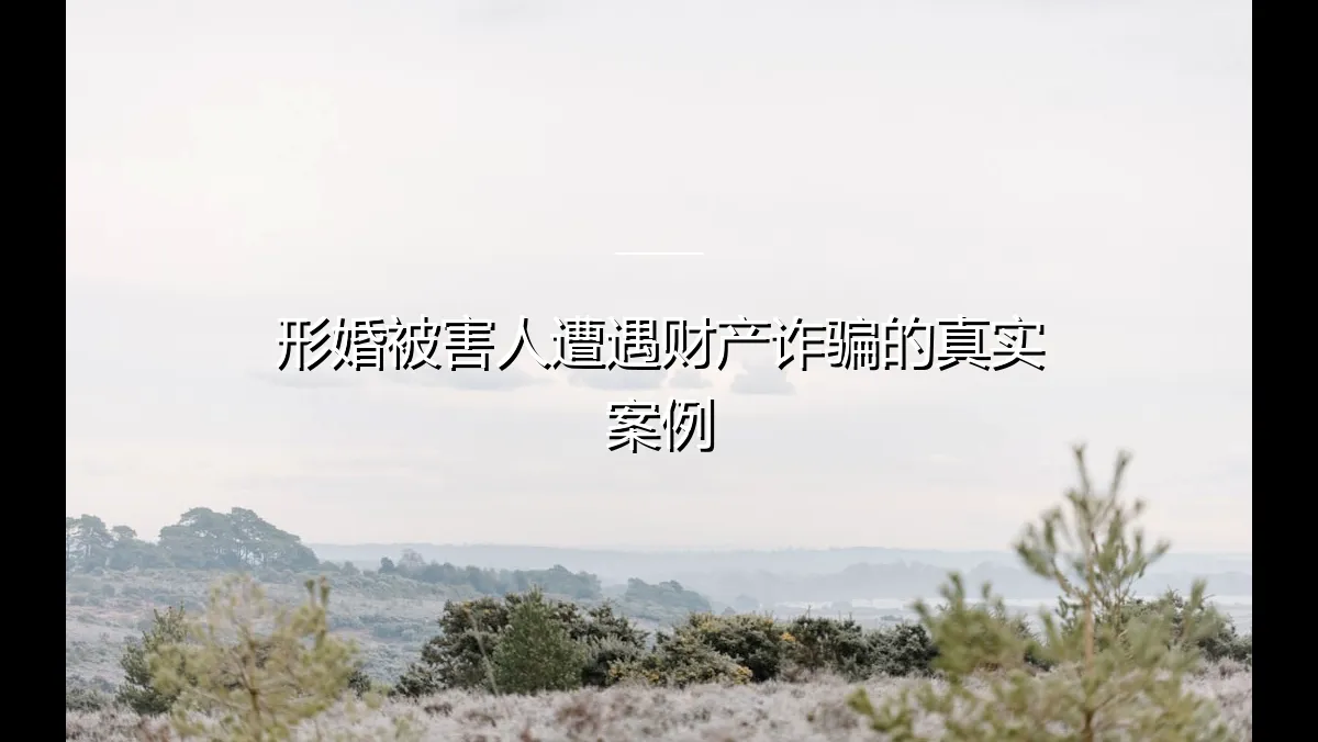 形婚骗局：当形式婚姻遭遇财产诈骗，真实案例揭示的风险与陷阱