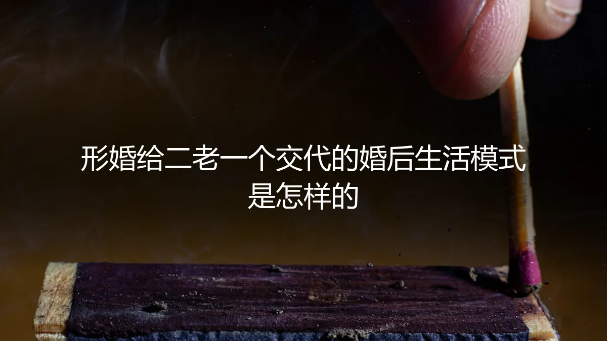 形婚给二老一个交代的婚后生活模式全解析