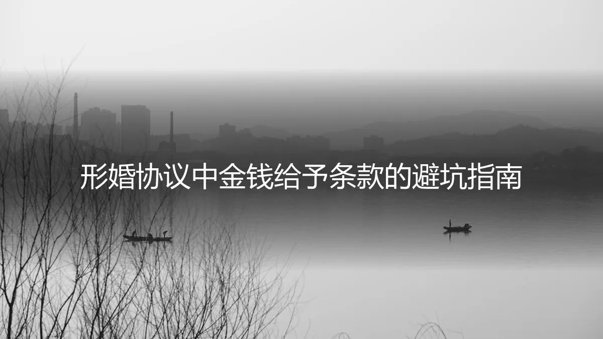 形婚协议中金钱给予条款的避坑指南：如何避免人财两空