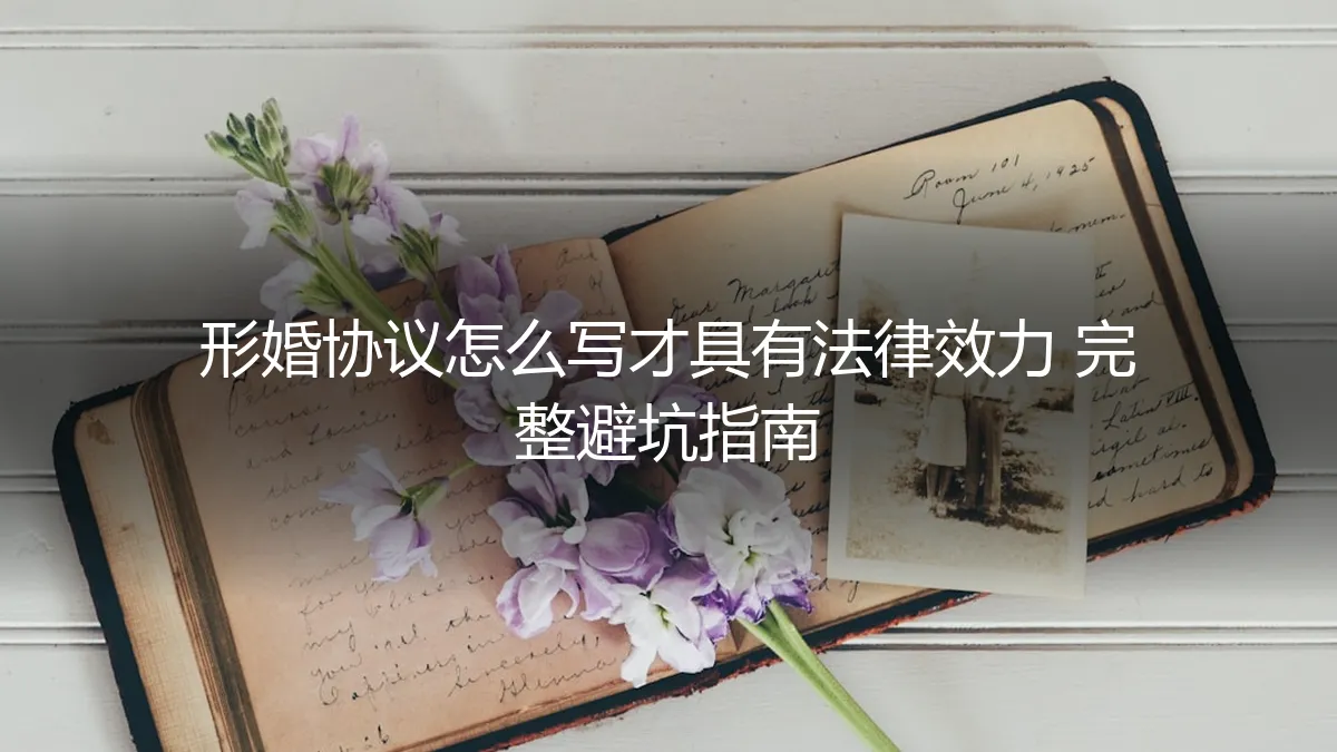 形婚协议怎么写才具有法律效力？一份完整的避坑指南