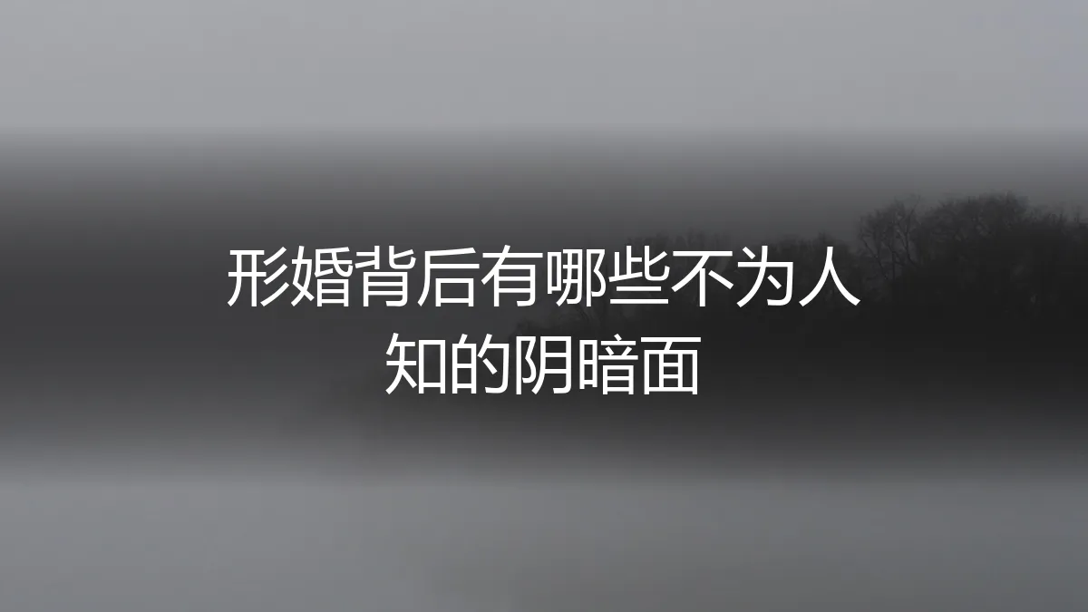 形婚的阴影：协议之外，那些无人言说的暗涌