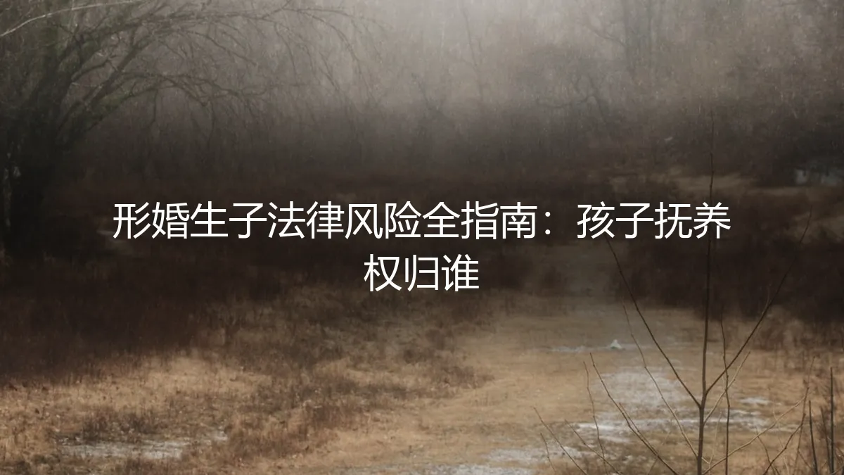 形婚生子法律风险全指南：孩子抚养权归谁？保姆级实操避坑手册