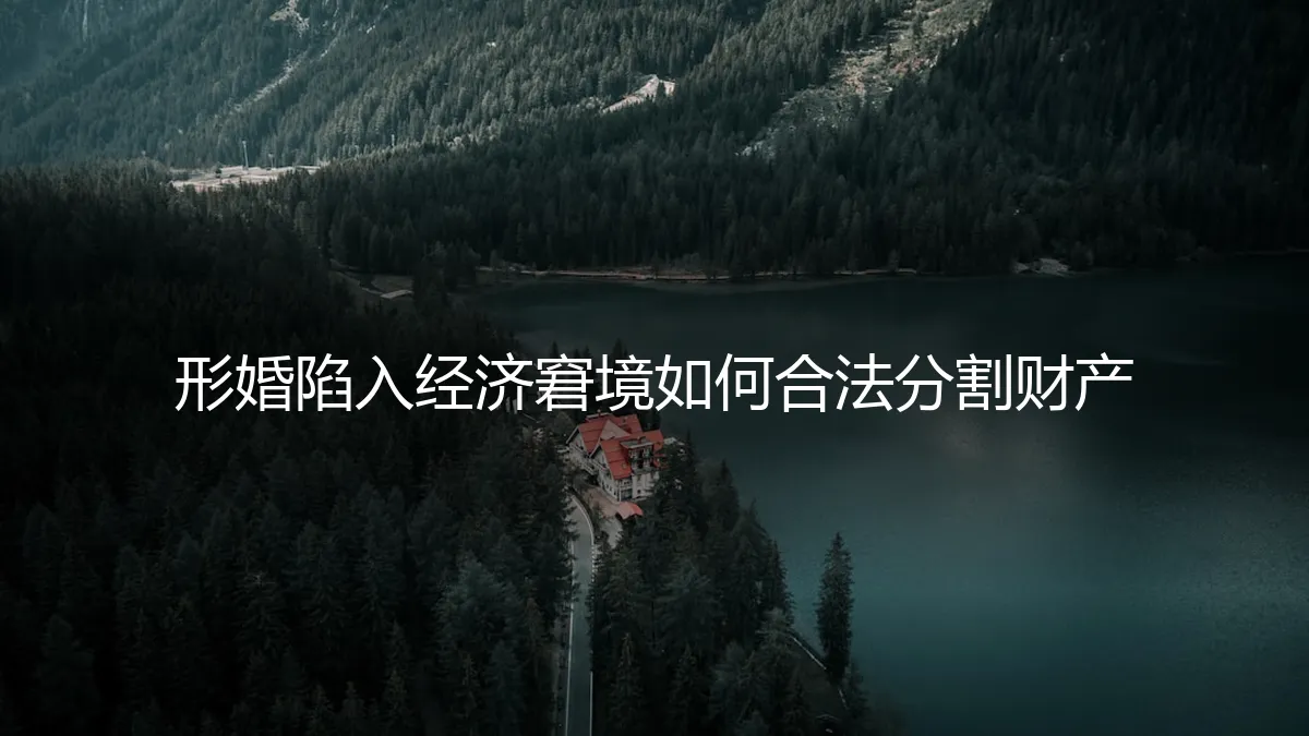 形婚陷入经济窘境：如何合法、清晰地进行财产分割？
