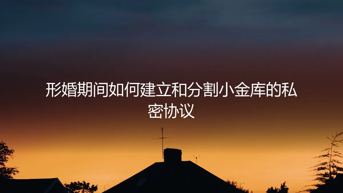 形婚期间如何建立和分割小金库：一份私密协议的深度指南