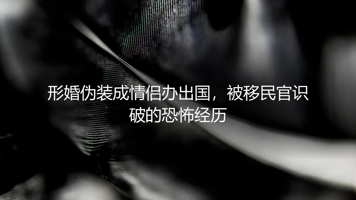 移民官敲了敲我的结婚证：那场精心策划的形婚，在海关前崩塌