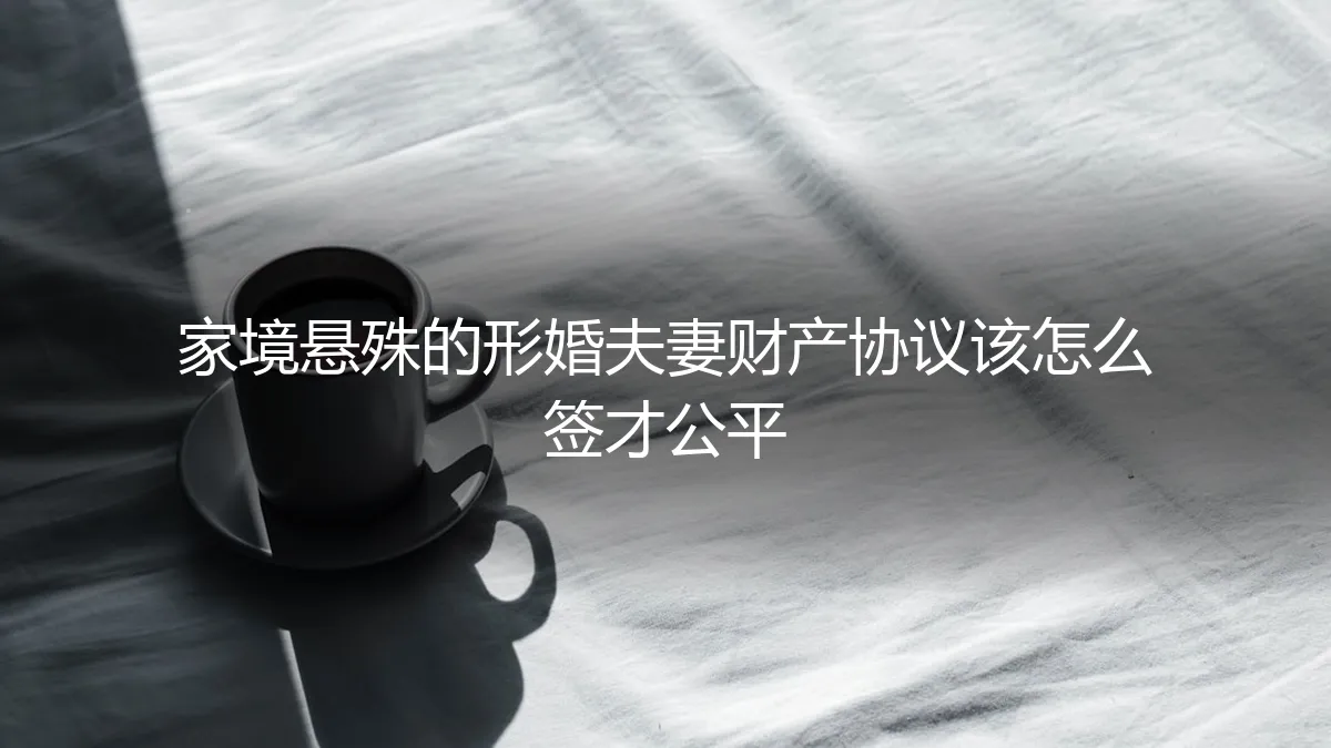 家境悬殊的形婚夫妻，如何签订一份公平的财产协议？