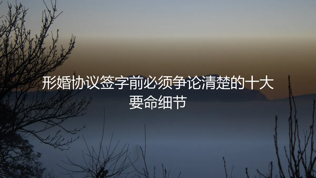形婚协议签字前必须争论清楚的十大要命细节：保姆级避坑实操指南