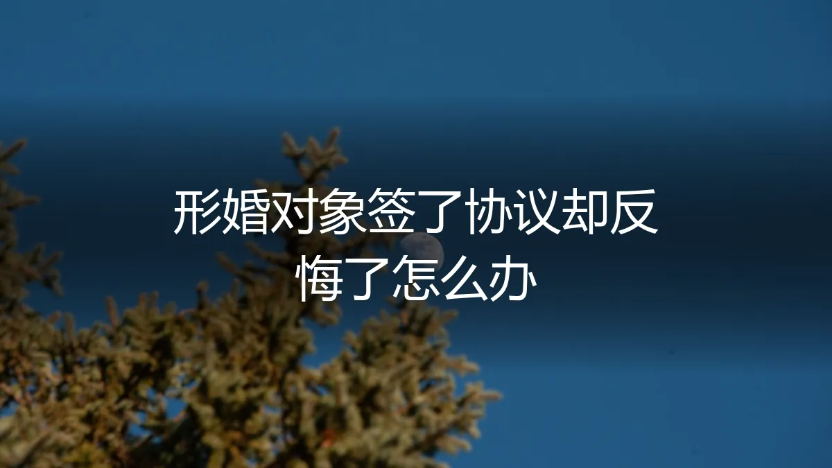 形婚协议签了又反悔？深度剖析法律与情感的双重困境