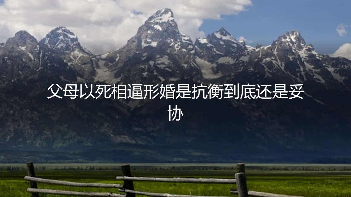 父母以死相逼要求形婚，是抗衡到底还是妥协？一份清醒的生存指南