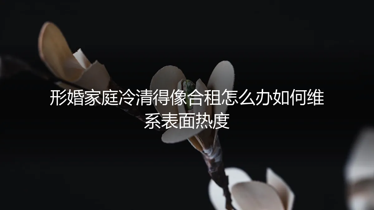 形婚家庭冷清得像合租？深度剖析如何维系表面热度与划定边界