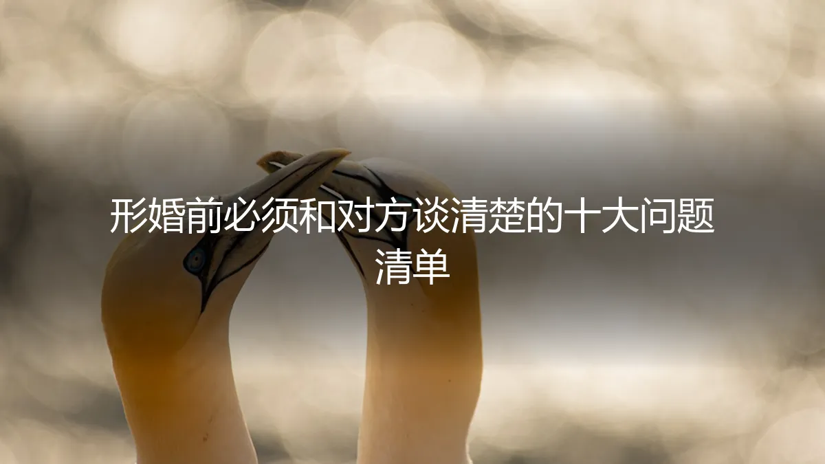 形婚避坑指南：婚前必须与对方谈清楚的十大问题清单