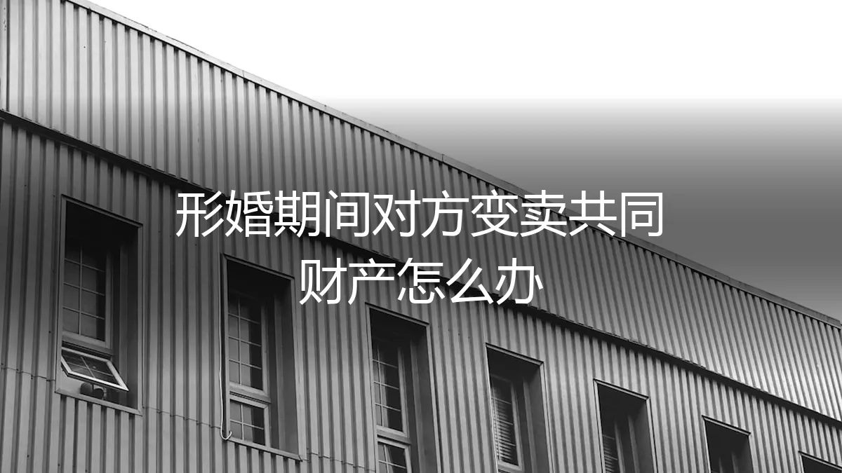 形婚期间对方擅自变卖“共同财产”，如何应对与防范？