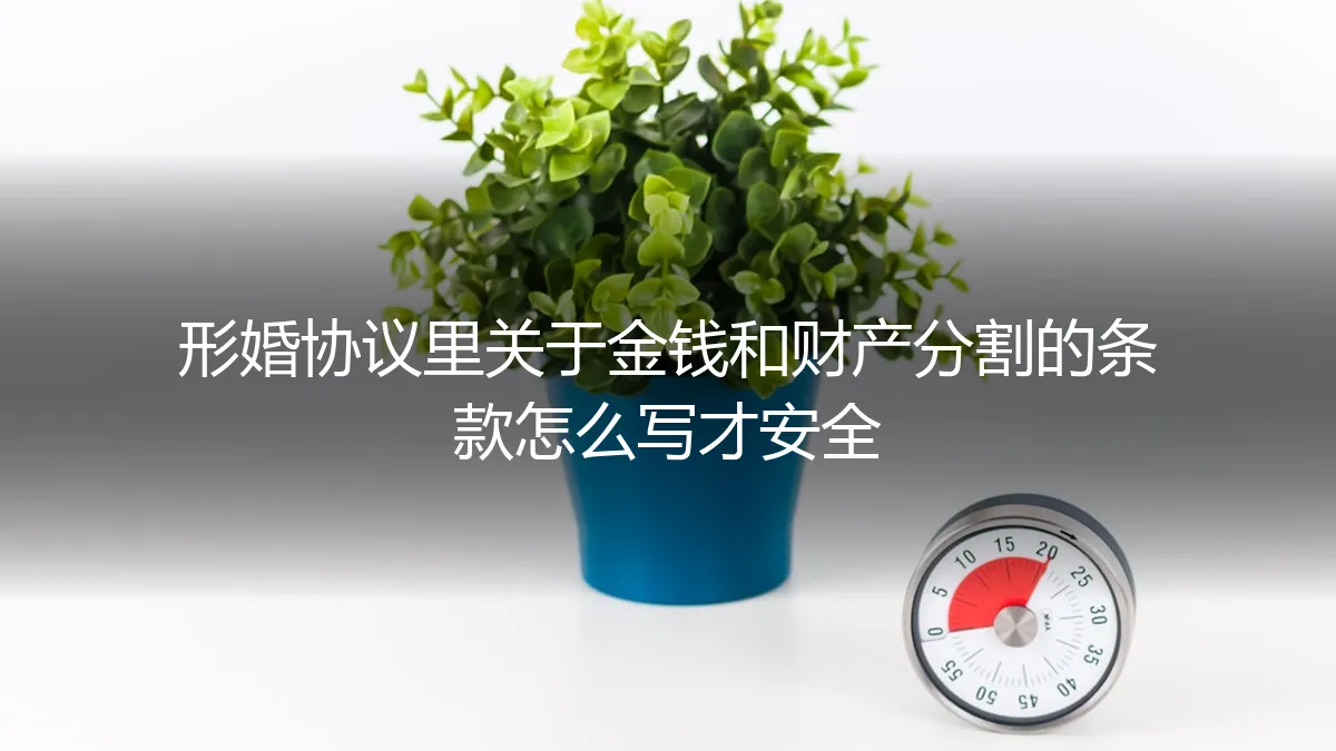 形婚协议金钱与财产分割条款：保姆级安全撰写指南