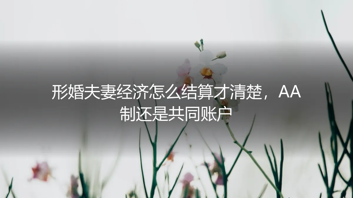形婚夫妻经济结算实操避坑指南：AA制还是共同账户？