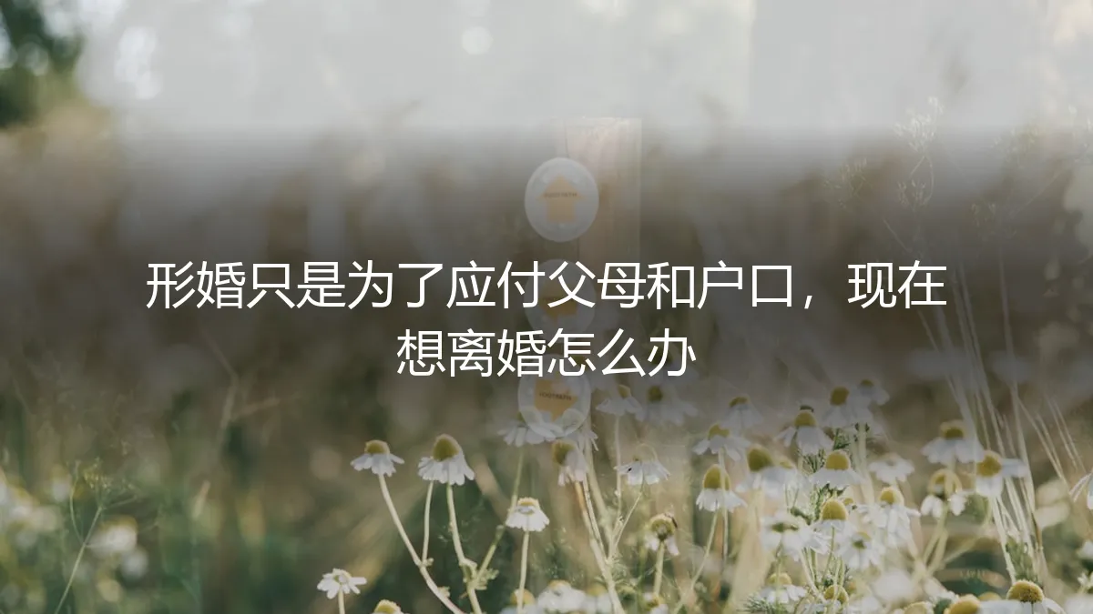 形婚困局：为父母与户口而结合，如今如何体面退场？