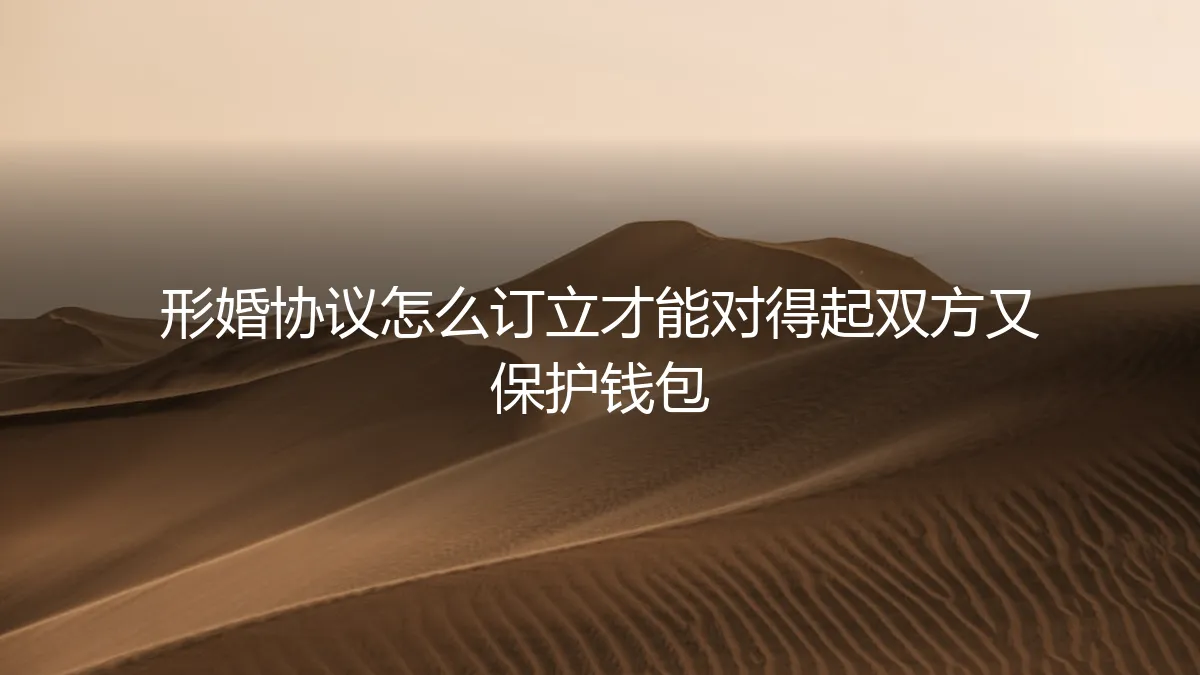 形婚协议保姆级实操指南：如何订立对得起双方又保护钱包的严密契约
