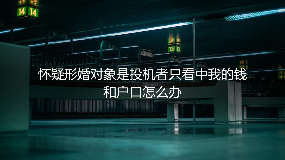 形婚疑云：当怀疑对方只图你的钱与户口，如何破局与自保？