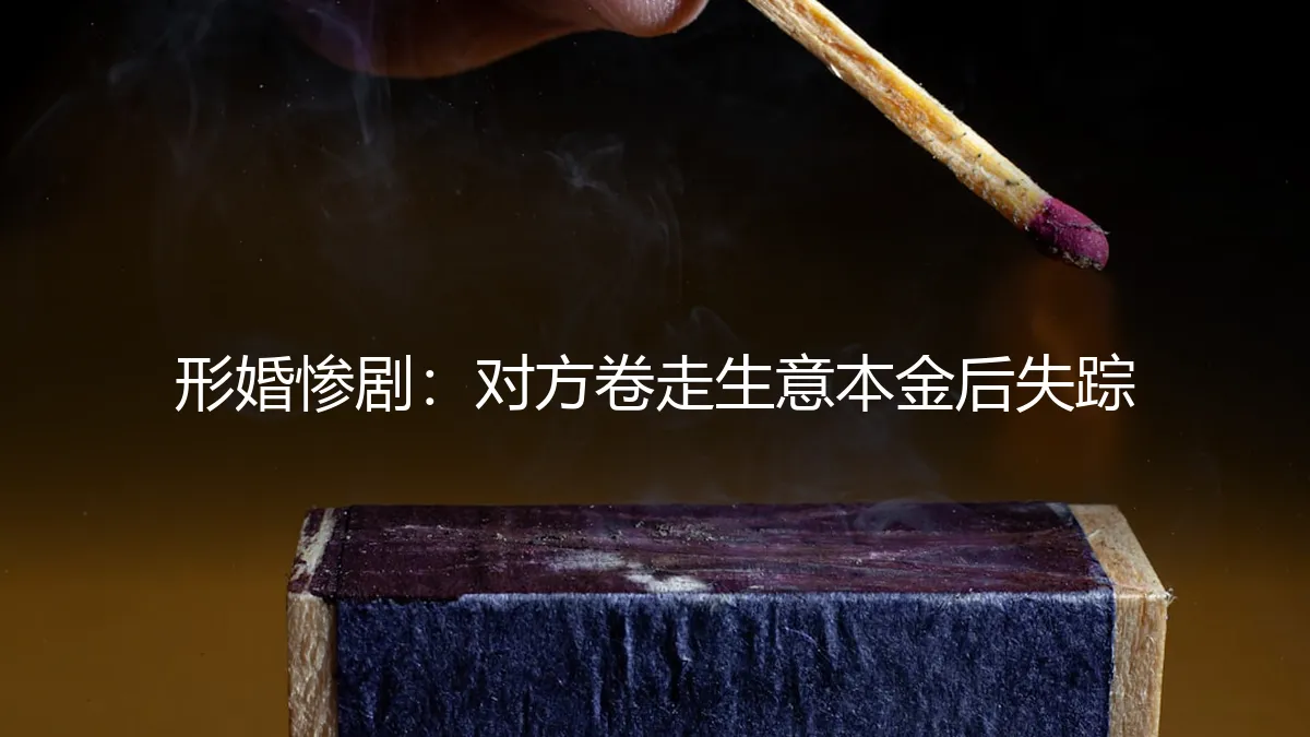形婚背后的商业陷阱：当“合伙人”卷走你的生意本金后