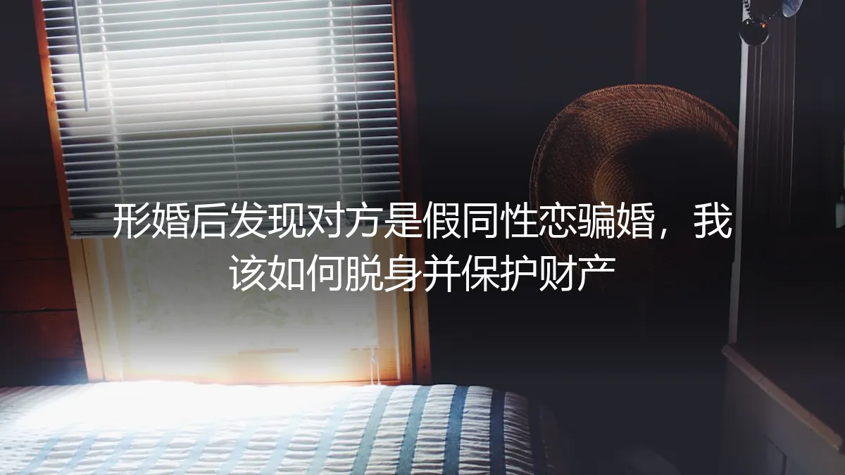 形婚骗局：当“假同性恋”伴侣现形，如何安全脱身并守住财产？