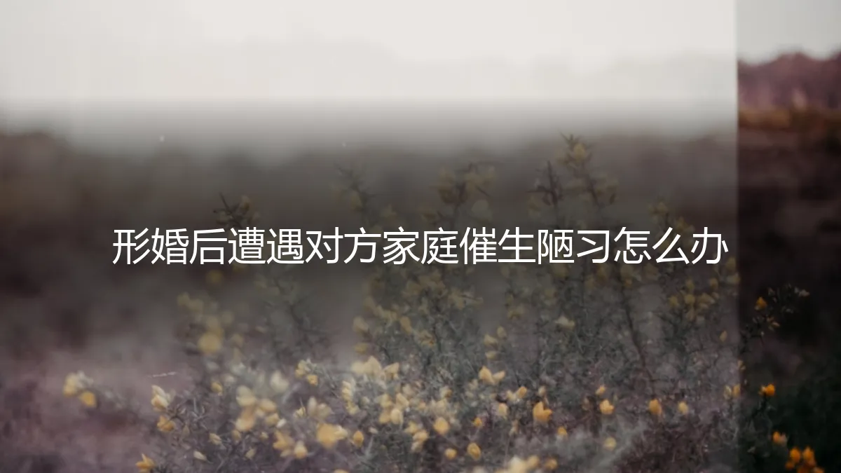 形婚后遭遇对方家庭催生：如何清醒应对与前置风险