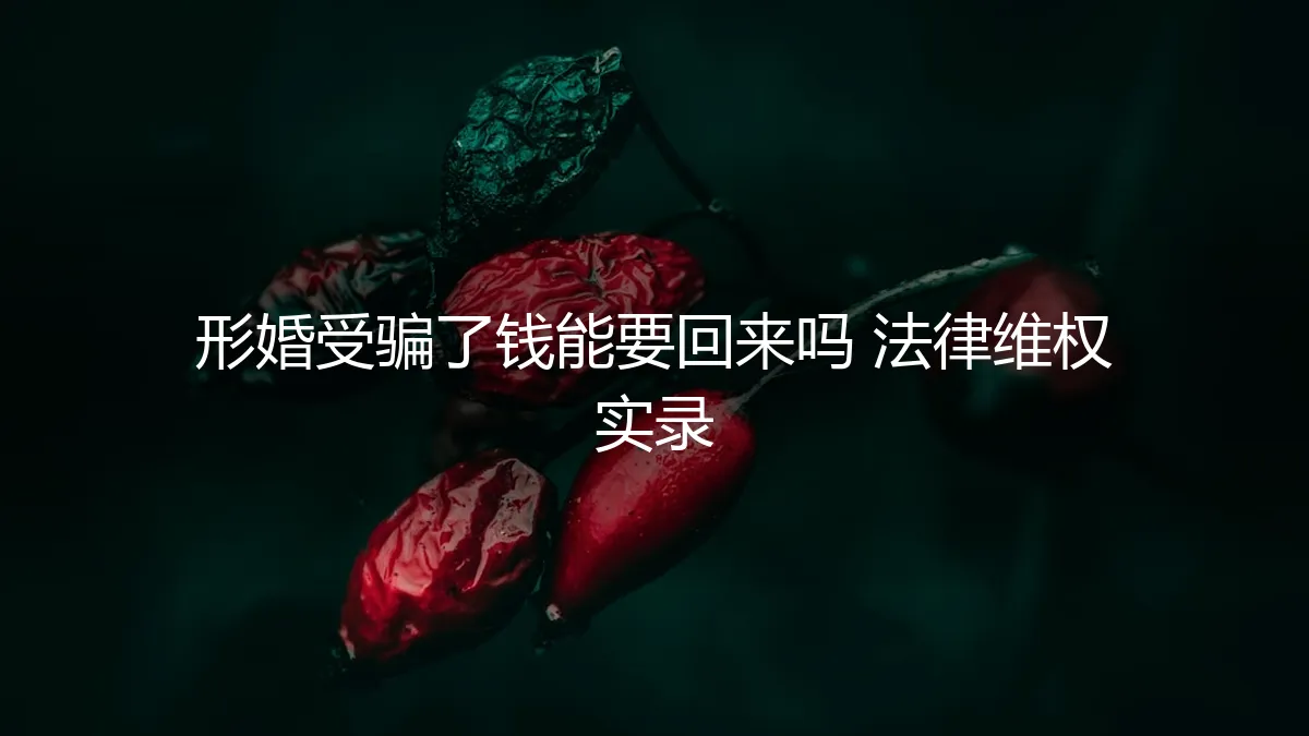 形婚受骗,钱能要回来吗?一位当事人的法律维权实录与深度剖析