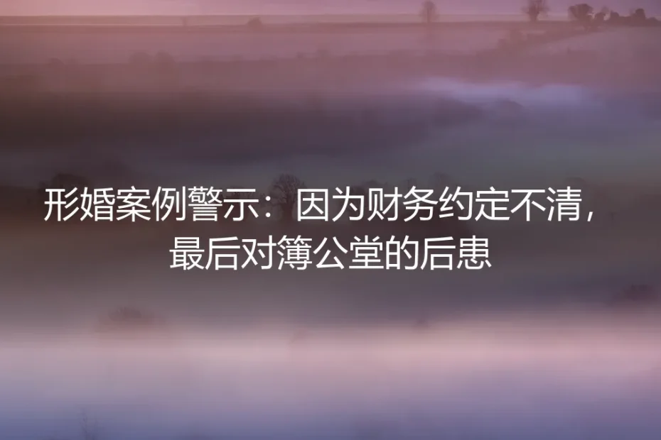 形婚案例警示:一份未说清的财务约定,如何让昔日“盟友”对簿公堂