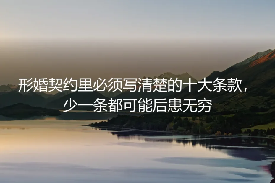 形婚契约里必须写清楚的十大条款,少一条都可能后患无穷