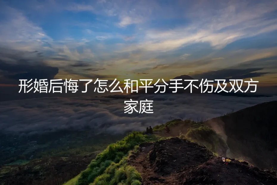 形婚后悔了,如何体面退场?一份不伤及双方家庭的和平分手指南
