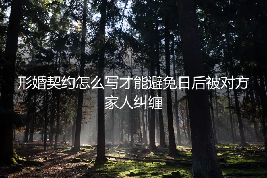 形婚契约怎么写才能避免日后被对方家人纠缠？保姆级避坑指南