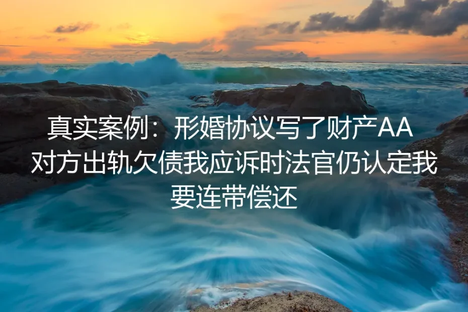 真实案例：签了形婚财产AA协议，对方出轨欠债为何仍要我连带偿还