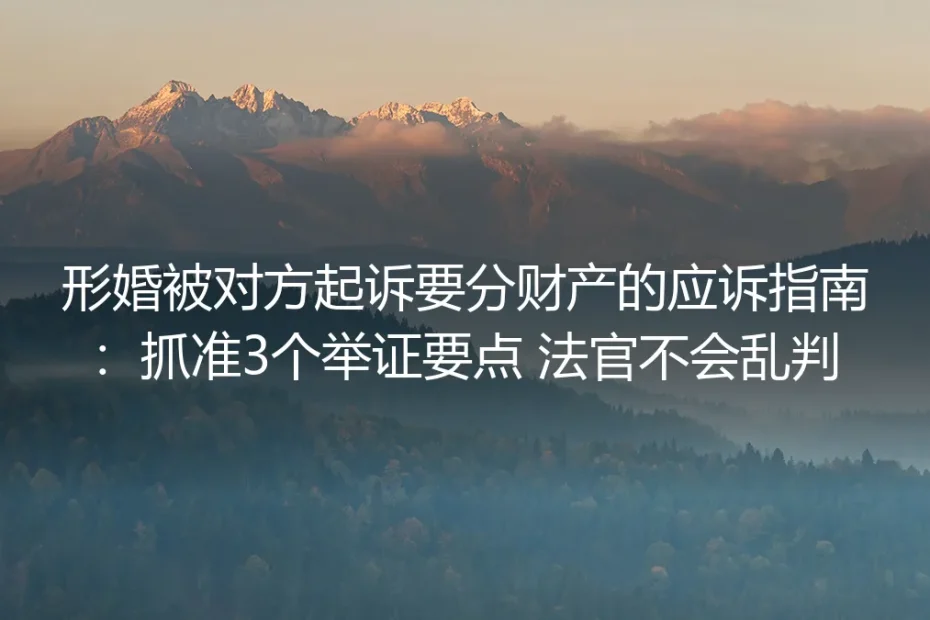 形婚被对方起诉分财产应诉保姆级指南：抓准3个举证要点 法官不会乱判