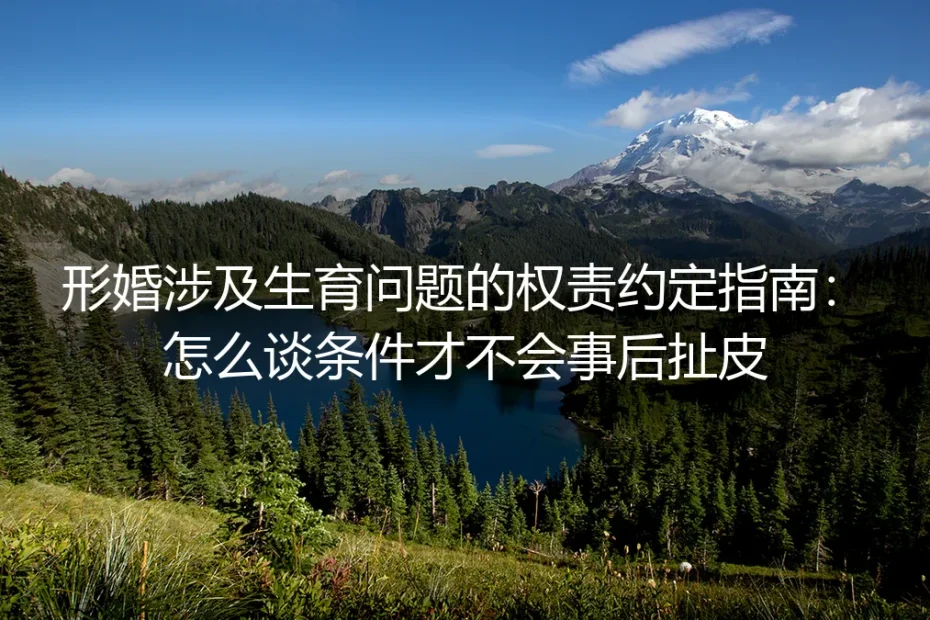 形婚涉及生育问题的权责约定保姆级指南:谈对条件才不会事后扯皮