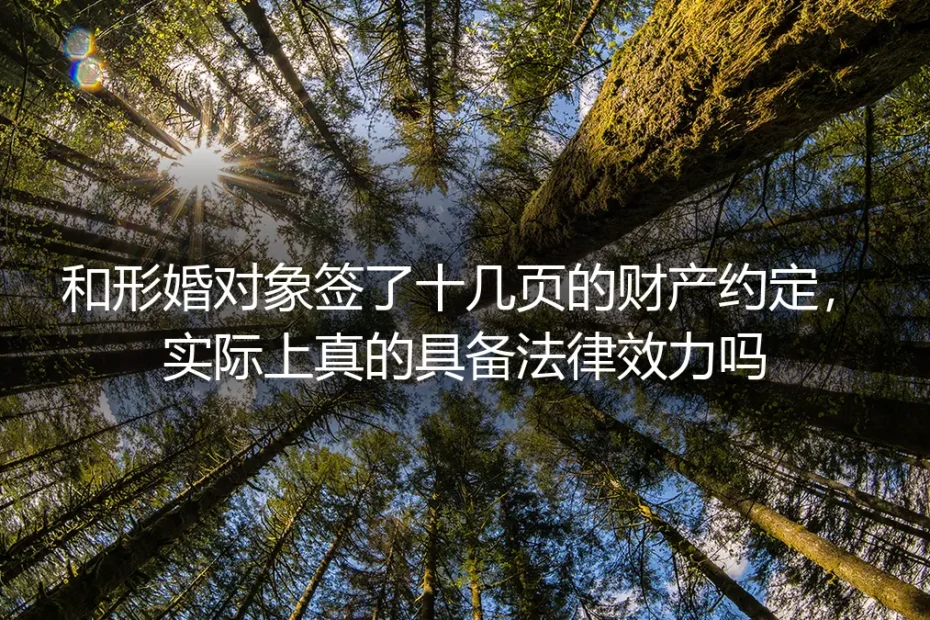 形婚财产约定效力深度答疑：十几页协议签完就万无一失？