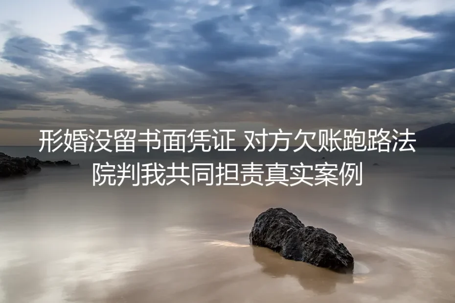 形婚没留书面凭证有多险？对方欠账跑路后她被判承担87万共同债务