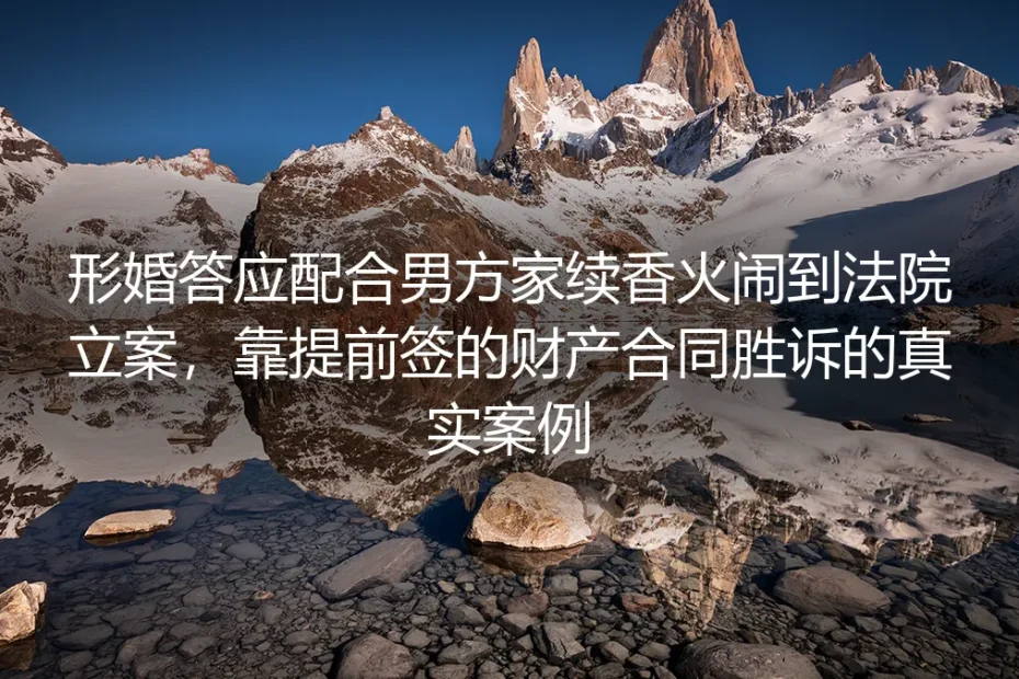 形婚答应配合续香火反闹上法院？一份财产协议成胜诉关键