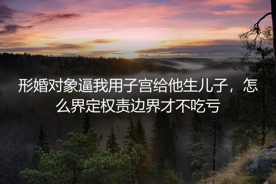 形婚对象逼我用子宫给他生儿子，怎么界定权责边界才不吃亏