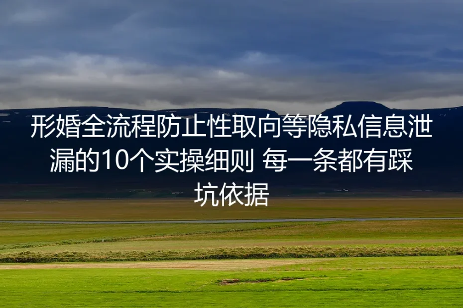 形婚全流程隐私防护保姆级指南：防止性取向等信息泄漏的10个实操细则（附踩坑依据）