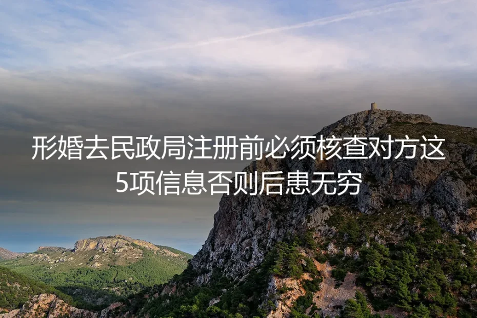 形婚去民政局注册前必须核查对方这5项信息 保姆级实操避坑指南