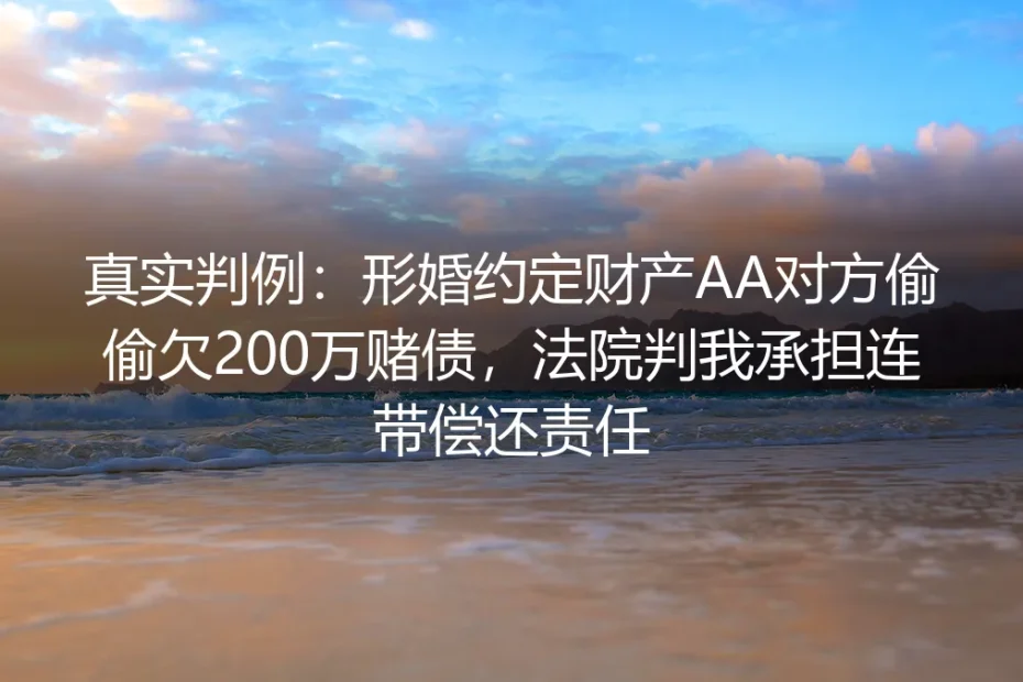 真实判例警示：形婚约定财产AA却因配偶200万赌债被判连带，这些坑90%的人都在踩