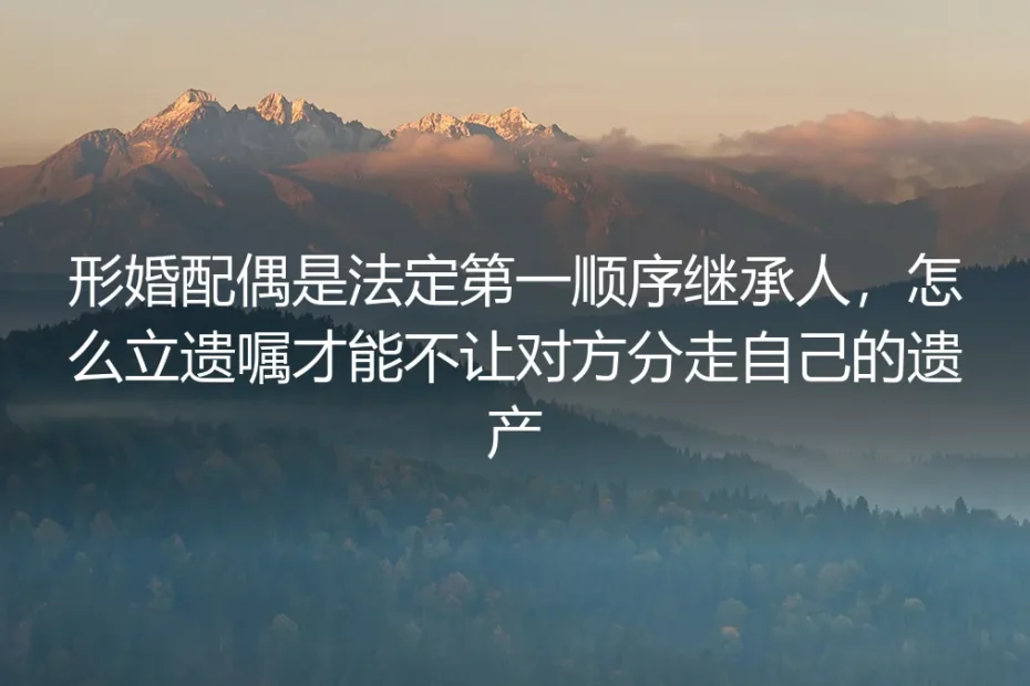 形婚继承FAQ：配偶是法定第一顺序继承人，怎么立遗嘱才能守住个人财产