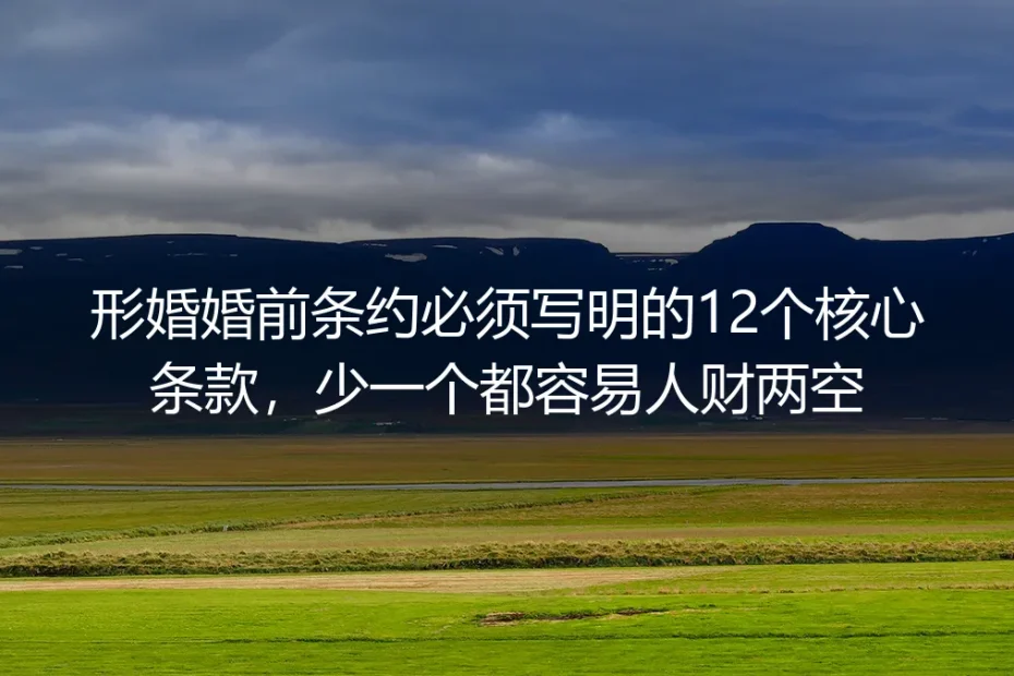 形婚婚前条约保姆级实操指南：必须写明的12个核心条款，少一个都容易人财两空