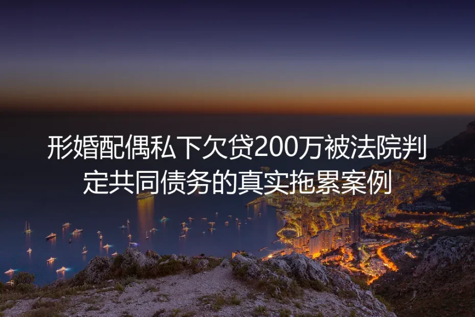 形婚配偶私下欠贷200万被判共同债务：那些没写进协议的坑，正在拖垮你的人生
